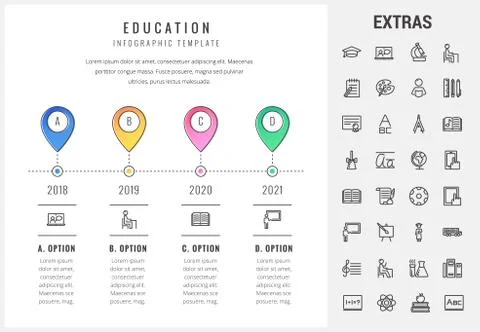 Education infographic template, elements and icons Stock Illustration