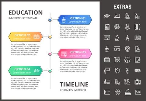 Education infographic template, elements and icons Stockillustratie