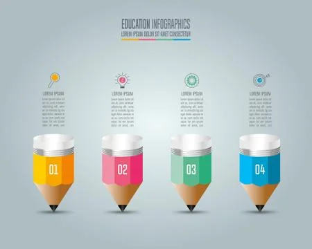 Education infographics template 4 step option. Stock Illustration