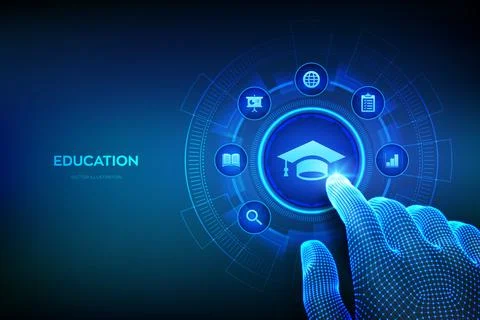 Education. Innovative online e-learning and internet technology concept. Webi 스톡 일러스트