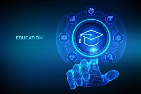 Education. Innovative online e-learning and internet technology concept. We.. Stock Illustration