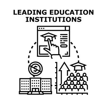 Education institutions offering quality learning, influencing student success Stock Illustration
