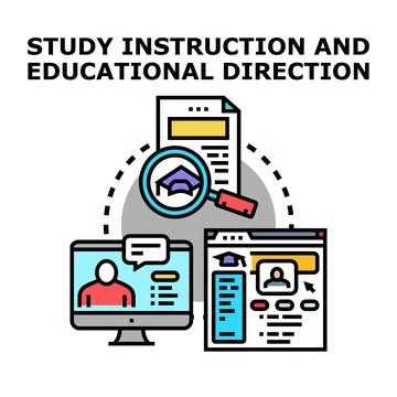 Education instruction and studying direction process Stock Illustration