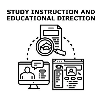 Education instruction and studying direction process Stock Illustration
