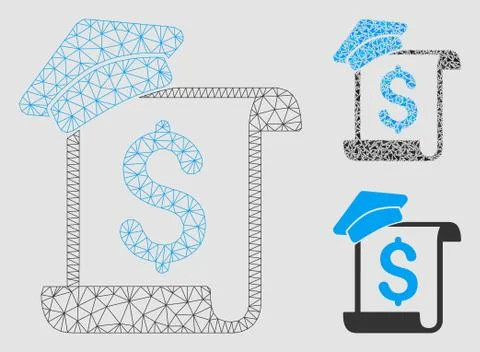 Education Invoice Vector Mesh Network Model and Triangle Mosaic Icon Stock Illustration