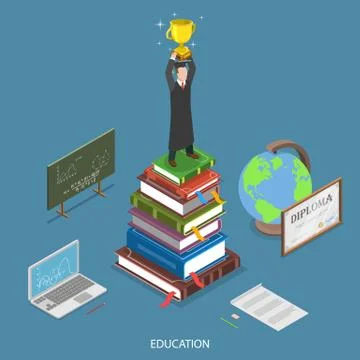Education isometric flat vector concept. Stock Illustration