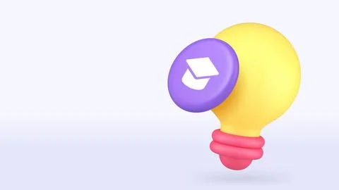 Education knowledge degree learning brainstorming 3d icon banner copy space v Stock Illustration