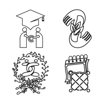 Education leaf calendar Commitment Teamwork Together Outline Logo 스톡 일러스트