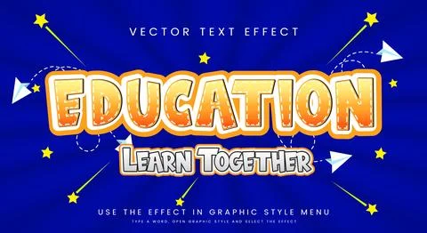 Education learn together editable text style effect Stock Illustration
