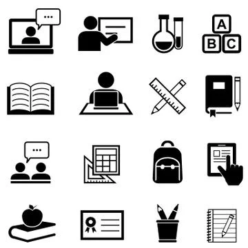 Education, learning and back to school icons Stock Illustration