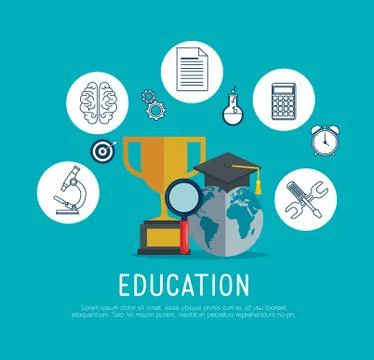Education learning set icons Stockillustratie