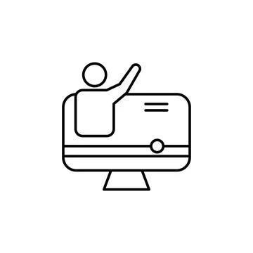Education lecture tutorial video icon. Simple line, outline vector of e-learning Stock Illustration