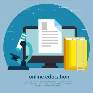 Education on line with desktop display 스톡 일러스트
