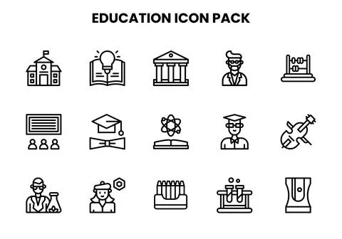 Education Line Graphics Icons Pack Stock Illustration