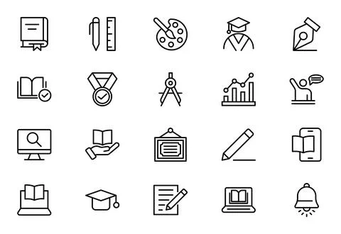 Education line icon set. Containing Education, School, Learning, and more i.. Stock Illustration
