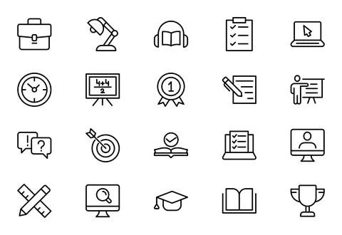 Education line icon set. Containing Education, School, Learning, and more i.. Stock Illustration