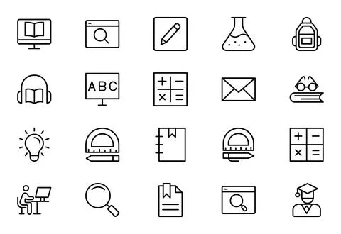 Education line icon set. Containing Education, School, Learning, and more i.. Stock Illustration