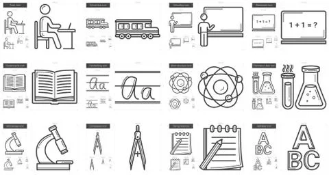 Education line icon set Illustrazione stock