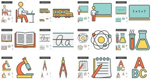 Education line icon set Illustrazione stock