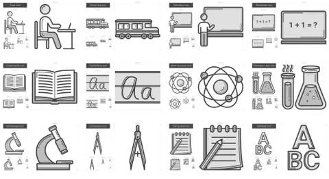 Education line icon set Stock Illustration