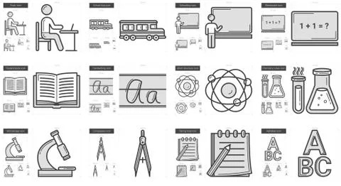 Education line icon set Illustrazione stock