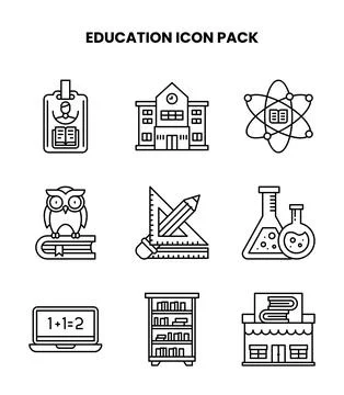 Education Line Set Icons Pack Stock Illustration