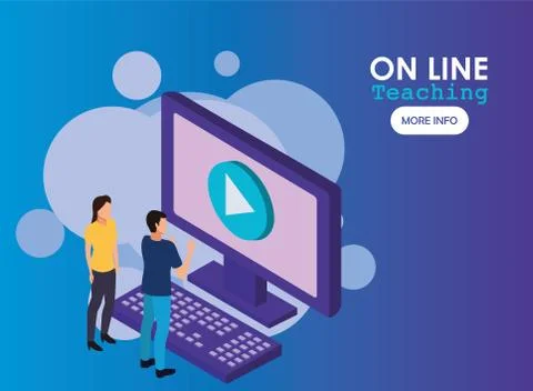 Education on line technology with desktop Stock Illustration