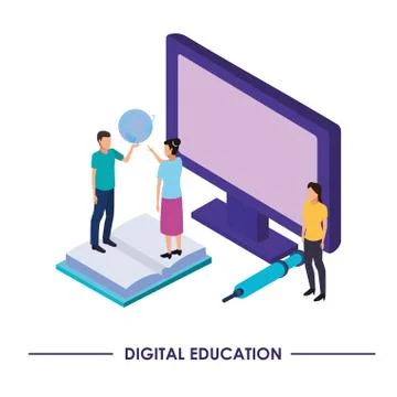 Education on line technology with desktop Stock Illustration