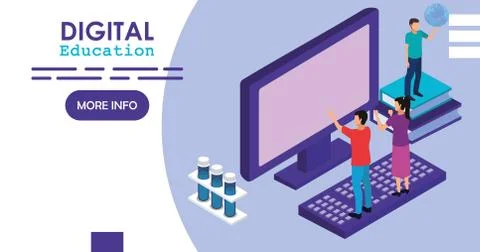 Education on line technology with desktop 스톡 일러스트