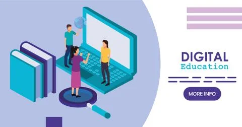 Education on line technology with laptop Stock Illustration