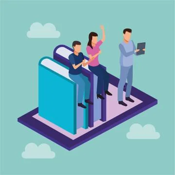 Education on line technology with smartphone Stock Illustration