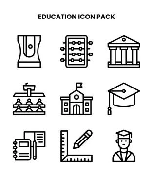 Education Line UI Icons Pack Illustrazione stock