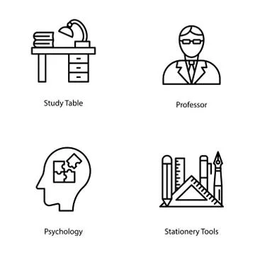 Education Line Vectors Set Stock Illustration