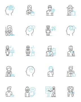 Education linear icons set. Learning, Knowledge, School, Curriculum, Teacher Stock Illustration