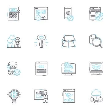 Education linear icons set. Learning, Knowledge, Schooling, Literacy, Academics Illustrazione stock
