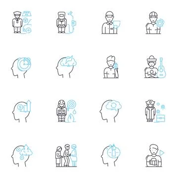 Education linear icons set. Learning, Knowledge, School, Curriculum, Teacher Stock Illustration