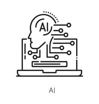 Education LMS Artificial Intelligence line icon Stock Illustration
