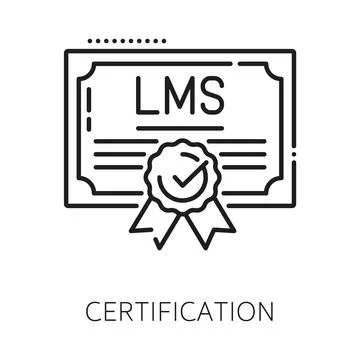 Education LMS certification line icon or symbol Stock Illustration