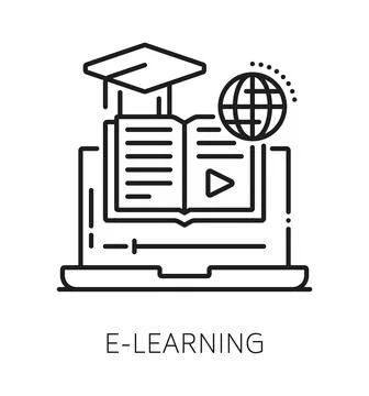 Education LMS e-learning line icon or sign 스톡 일러스트