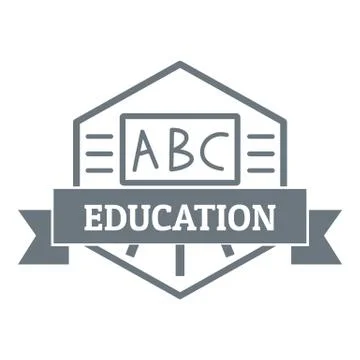 Education logo, simple gray style Stock Illustration