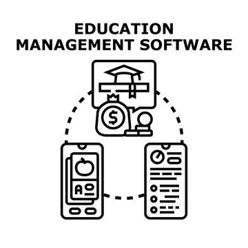 Education management software connecting learning and administration system イラスト素材