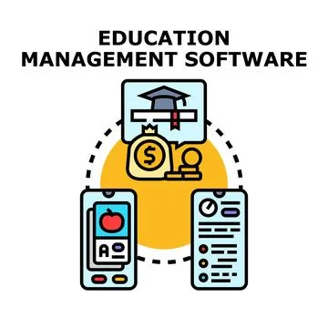 Education management software connecting learning and administration system Stockillustratie