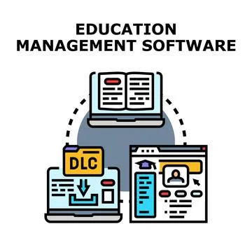 Education management software system managing learning resources Stock Illustration