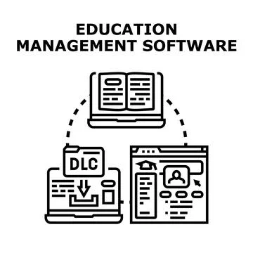 Education management software system managing learning resources Illustrazione stock