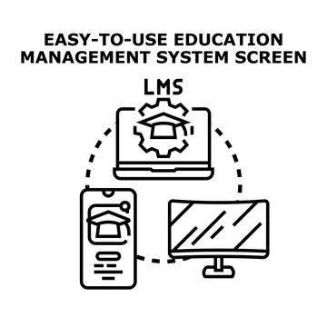 Education management system linking devices concept イラスト素材
