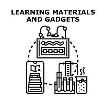 Education materials and gadgets for modern learning Stock Illustration