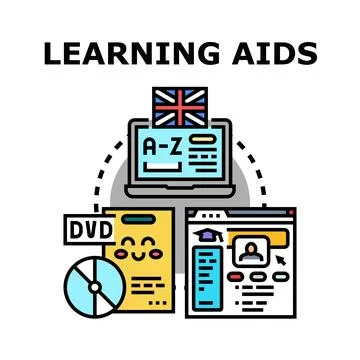 Education materials for learning foreign language online Illustrazione stock