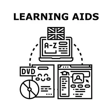 Education materials for learning foreign language online Stock Illustration