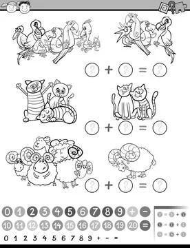 Education math activity Black and White Cartoon Illustration of Education ... Stock Photos