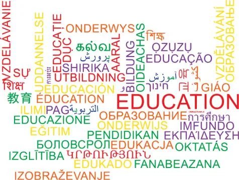 Education multilanguage wordcloud background concept Stock Illustration